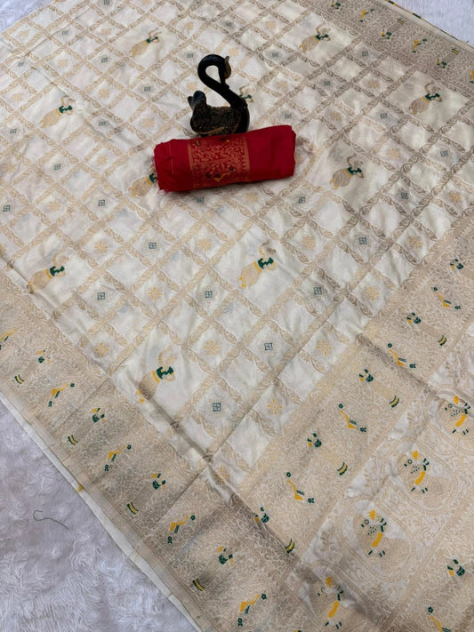 Pure Soft Khadi Georgette Silk Traditional Festival Wear Sari With Blouse 11-SS image 1