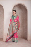 Traditional Soft Silk Weaving Heavy Banarasi Pallu Sari With Blouse 11-VF image 9