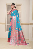 Wedding Soft Silk Saree Weaving Heavy Banarasi Pallu With Blouse 11-VF image 1