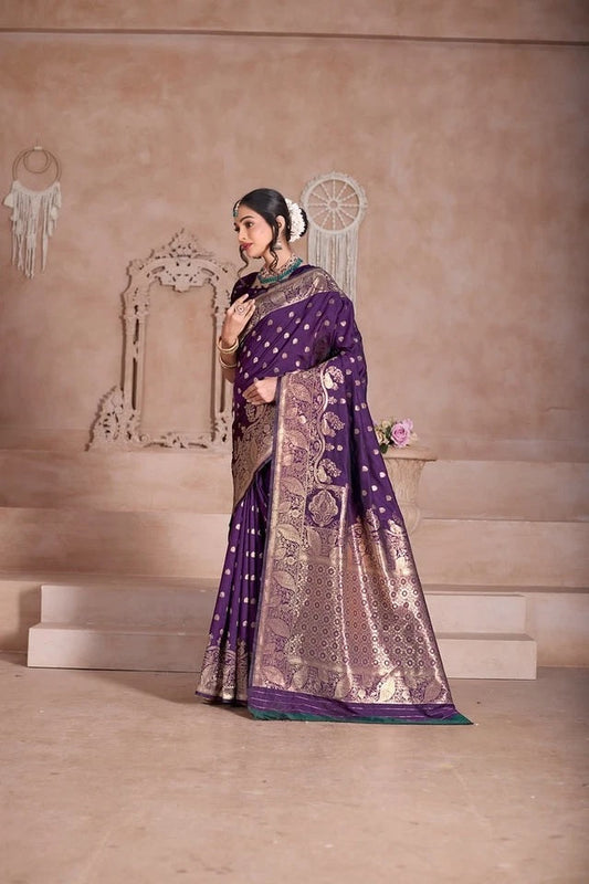 Wedding Soft Silk Banarasi Jari Work Festival Wear Sari With Blouse11-VF image 1