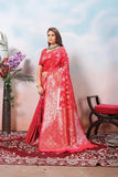 Women's Classic Soft Silk Weaving Banarasi Jari Work Sari With Blouse11-VF image 1