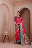 Indian Soft Silk Weaving Saree With Banarasi Jari Work With Blouse 11-VF image 1
