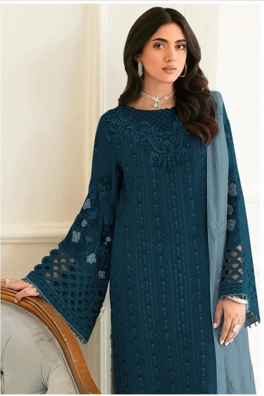 Fancy Heavy Faux Georgette Wedding Wear Designer Top Bottom With Dupatta 12-RD image 1