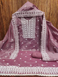 Traditional Wedding Wear Designer Indian Chanderi Work Top Bottom&Dupatta 12-VF image 5