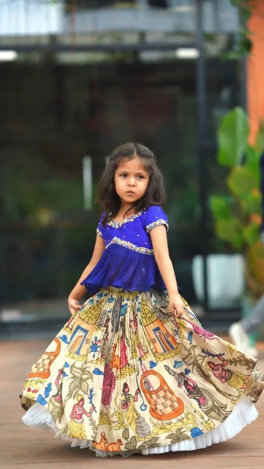 Kid's Chinon Silk With Beautiful Print Traditional Lehenga With Blouse 22-MNT image 1