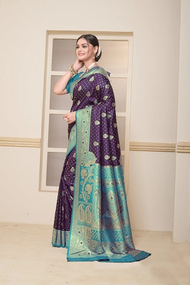 Festival Wedding Wear Soft Silk Saree Weaving Banarasi With Blouse 11-VF image 1