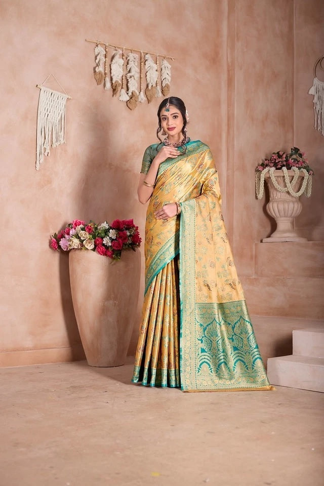 Pure Tissue Traditional Wear Wedding Festival Saree With Blouse 11-VF image 1
