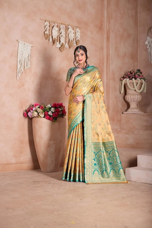 Pure Tissue Traditional Wear Wedding Festival Saree With Blouse 11-VF image 1