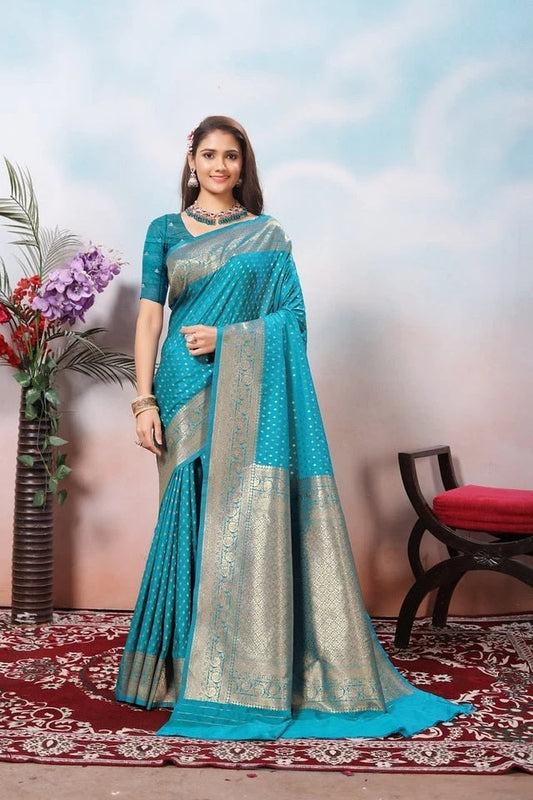 Traditional Soft Silk Indian Designer Festival Sari With Blouse 11-VF image 1