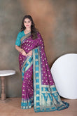 Elegant Soft Silk Saree Weaving Heavy Banarasi Pallu Sari With Blouse 11-VF image 1