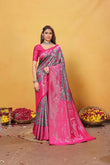 Kanjiwaram Silk With Rich Pallu Traditional Wear Sari With Blouse 11-VF image 1