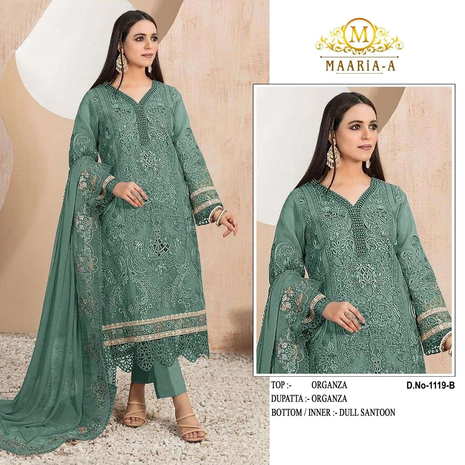 Classic Heavy Organza With Embroidery Work Top Bottom & Dupatta For Womens 12-RD image 2