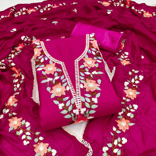 Traditional Beautiful Roman Silk Designer Top Bottom & Dupatta 12-VF image 1