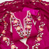 Traditional Beautiful Roman Silk Designer Top Bottom & Dupatta 12-VF image 1