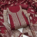 Traditional Wedding Wear Indian Roman Silk Designer Top Bottom & Dupatta 12-VF image 2