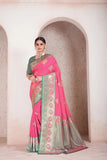 Traditional Soft Silk Weaving Heavy Banarasi Pallu Sari With Blouse 11-VF image 1