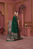 Traditional Soft Silk Weaving Banarasi Wedding Wear Sari With Blouse 11-VF image 5