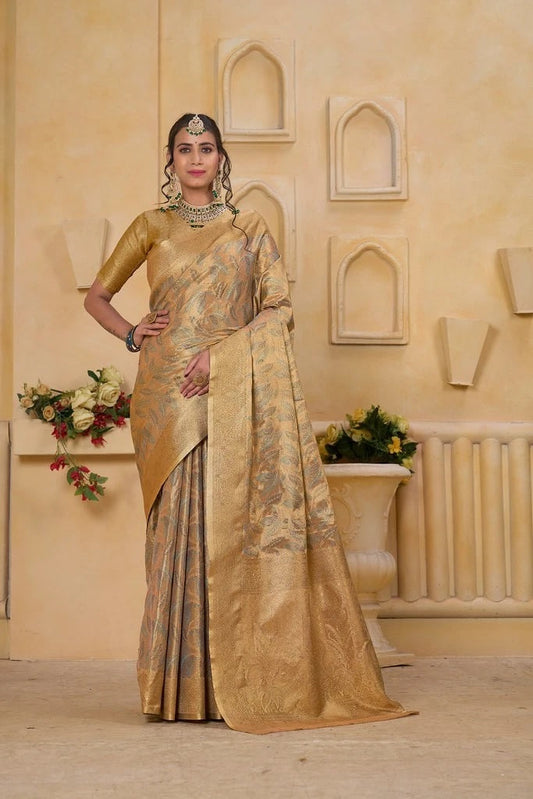 Indian Pure Tissu Traditional Wedding Festival Saree With Blouse 11-VF image 1