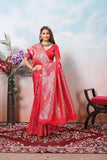 Women's Classic Soft Silk Weaving Banarasi Jari Work Sari With Blouse11-VF image 5