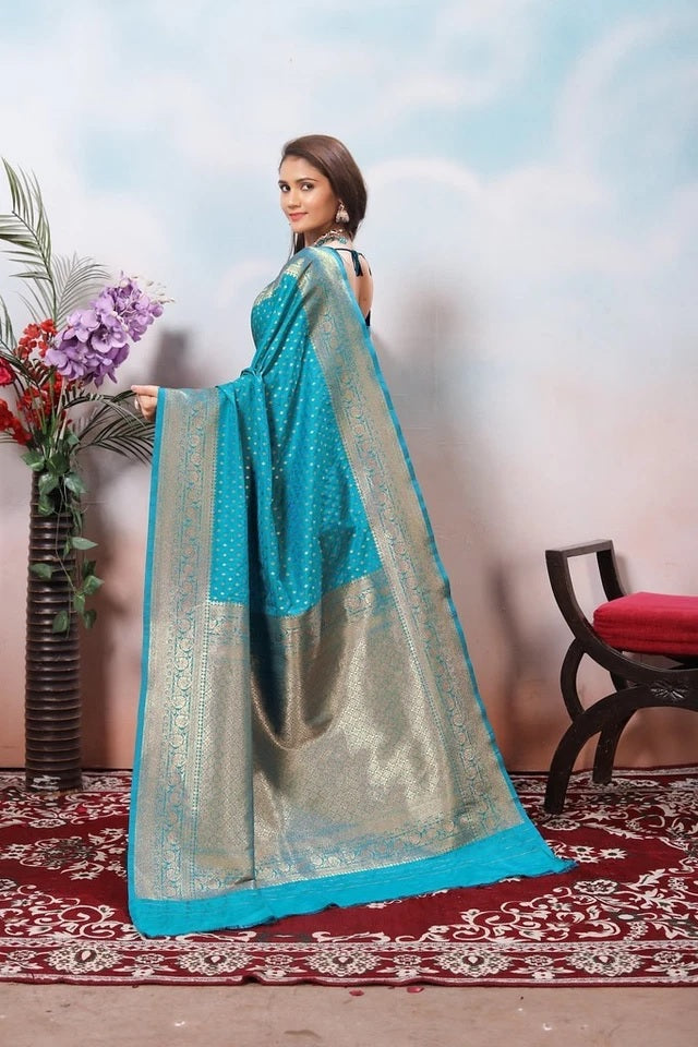 Traditional Soft Silk Indian Designer Festival Sari With Blouse 11-VF image 7