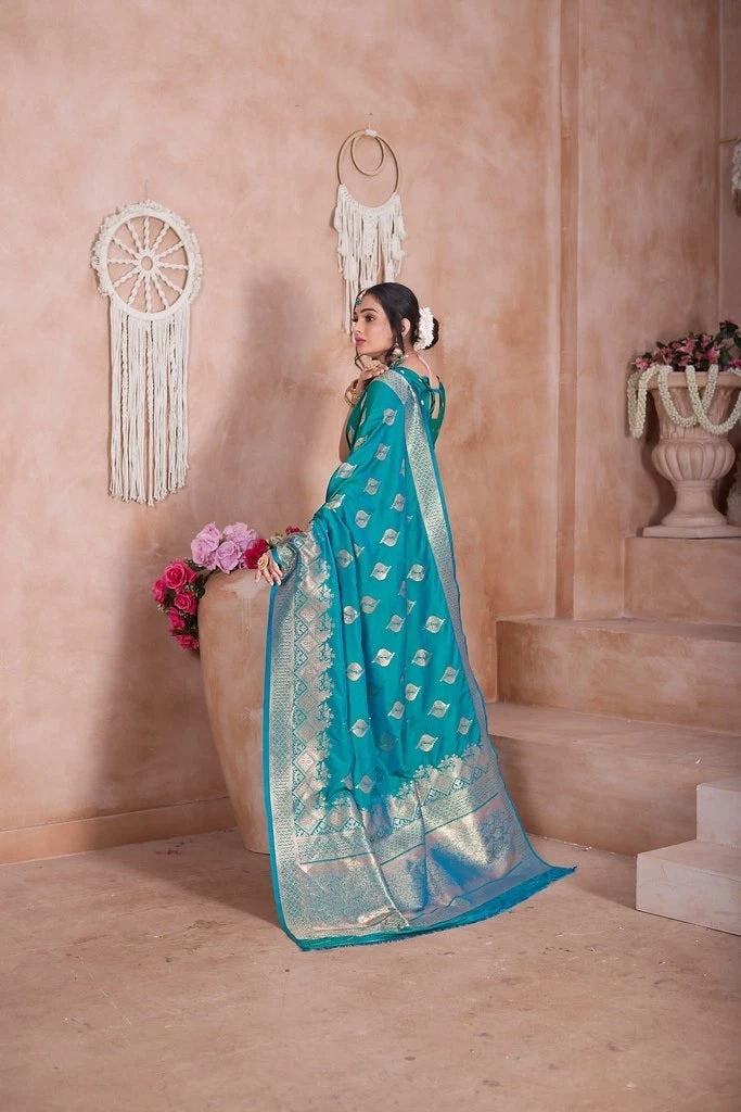 Traditional Soft Silk Indian Designer Festival Sari With Blouse 11-VF image 7