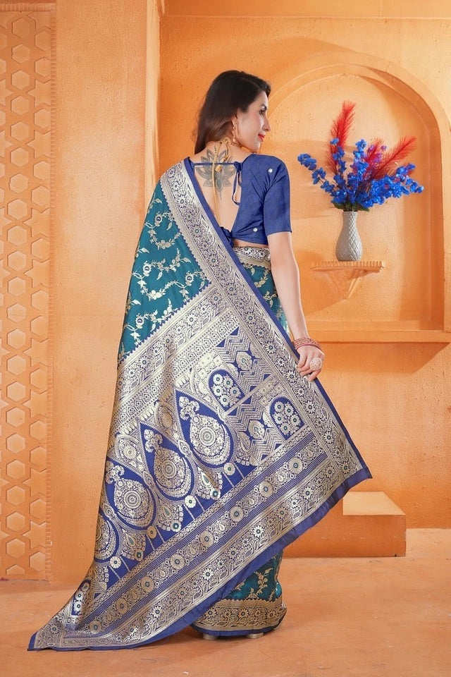 Soft Silk Weaving Saree With Banarasi Jari Work Designer With Blouse 11-VF image 9
