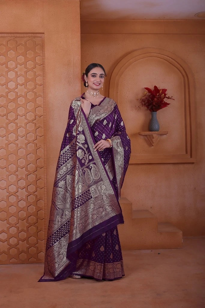 Wedding Designer Soft Silk Weaving Banarasi Sari With Blouse 11-VF image 9