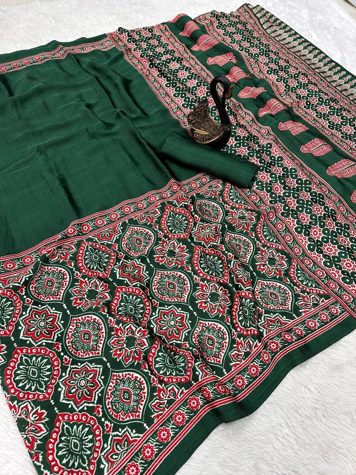 Simple Classic Fancy Lagdi Pure Gajji Soft Silk Saree With Blouse 11-SS image 1