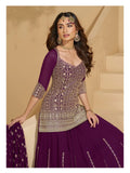 Real Georgette Traditional Wedding Wear Top Lehenga/Palazzo & Duppatta 12-RD image 4