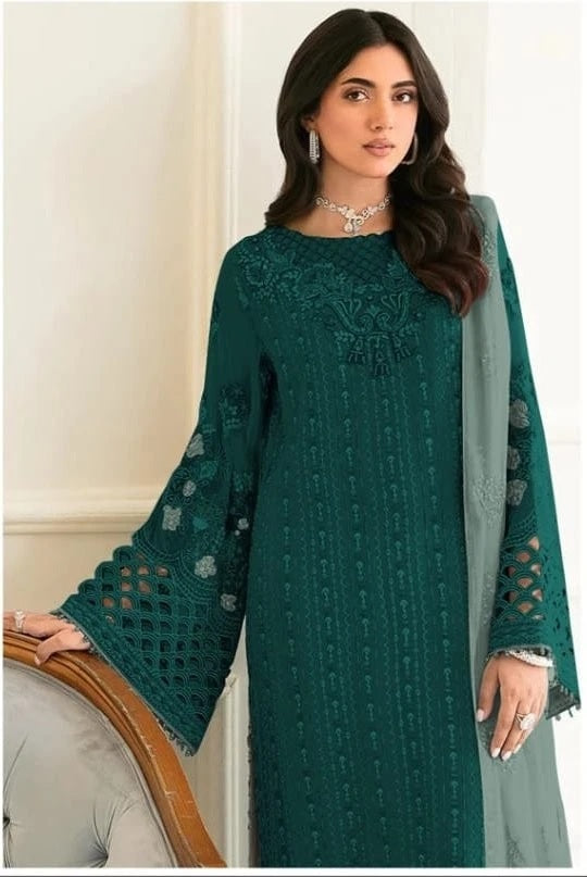 Fancy Heavy Faux Georgette Wedding Wear Designer Top Bottom With Dupatta 12-RD image 2