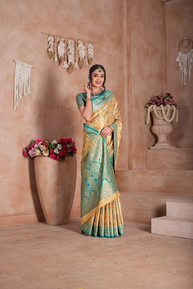 Pure Tissue Traditional Wear Wedding Festival Saree With Blouse 11-VF image 6