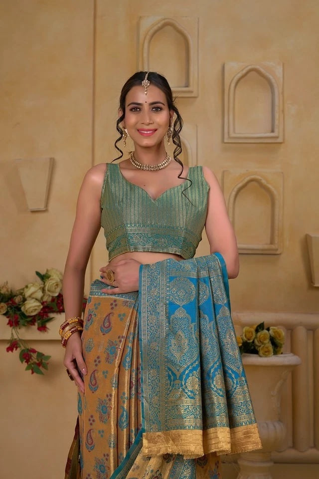 Festival Traditional Wear Designer Pure Tissue Saree With Blouse 11-VF image 3