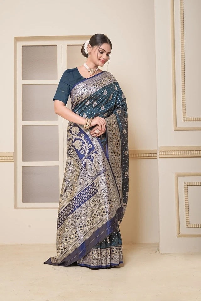 Festival Wedding Wear Soft Silk Saree Weaving Banarasi With Blouse 11-VF image 3