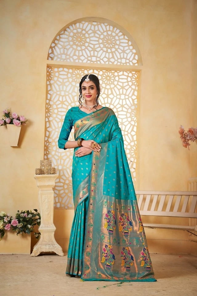 Pethani Silk With Fancy Pallu Traditional Wear Saree With Blouse 11-VF image 2