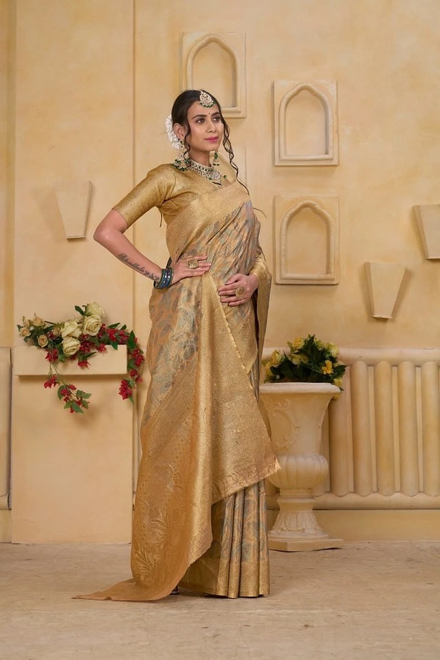 Indian Pure Tissu Traditional Wedding Festival Saree With Blouse 11-VF image 5