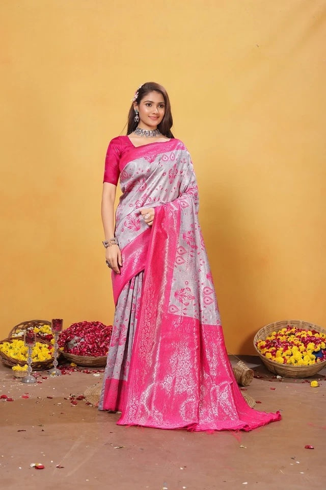 Kanjiwaram Silk With Rich Pallu Traditional Wear Sari With Blouse 11-VF image 2