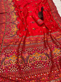 Pure Soft Rajwadi Pashmina Silk Weaving Saree Traditional Sari With Blouse 11-SS image 2