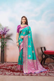 Traditional Soft Silk Jacquard Border Contras Sari With Blouse 11-VF image 2