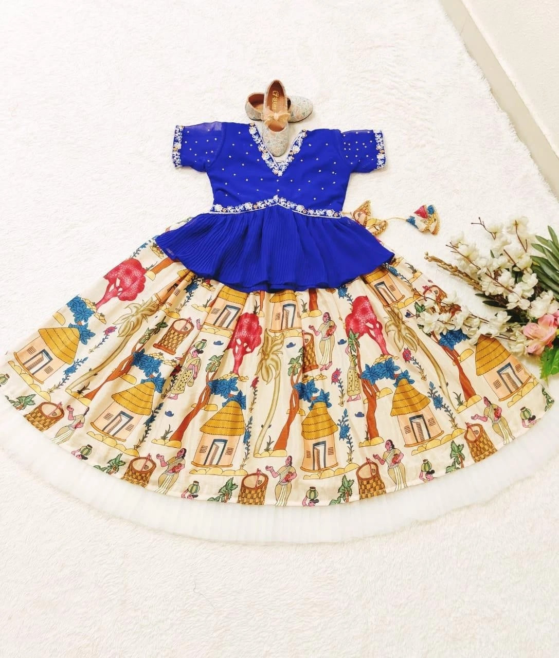 Kid's Chinon Silk With Beautiful Print Traditional Lehenga With Blouse 22-MNT image 3