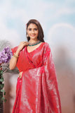 Women's Classic Soft Silk Weaving Banarasi Jari Work Sari With Blouse11-VF image 6