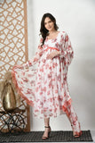 White Beautiful Printed Flared Dress Classic And Stylish Top With Dupatta 12-VC image 4