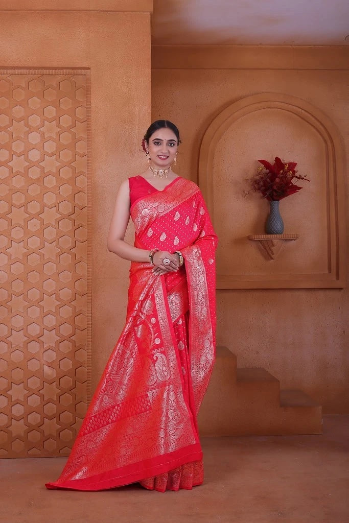 Wedding Designer Soft Silk Weaving Banarasi Sari With Blouse 11-VF image 10
