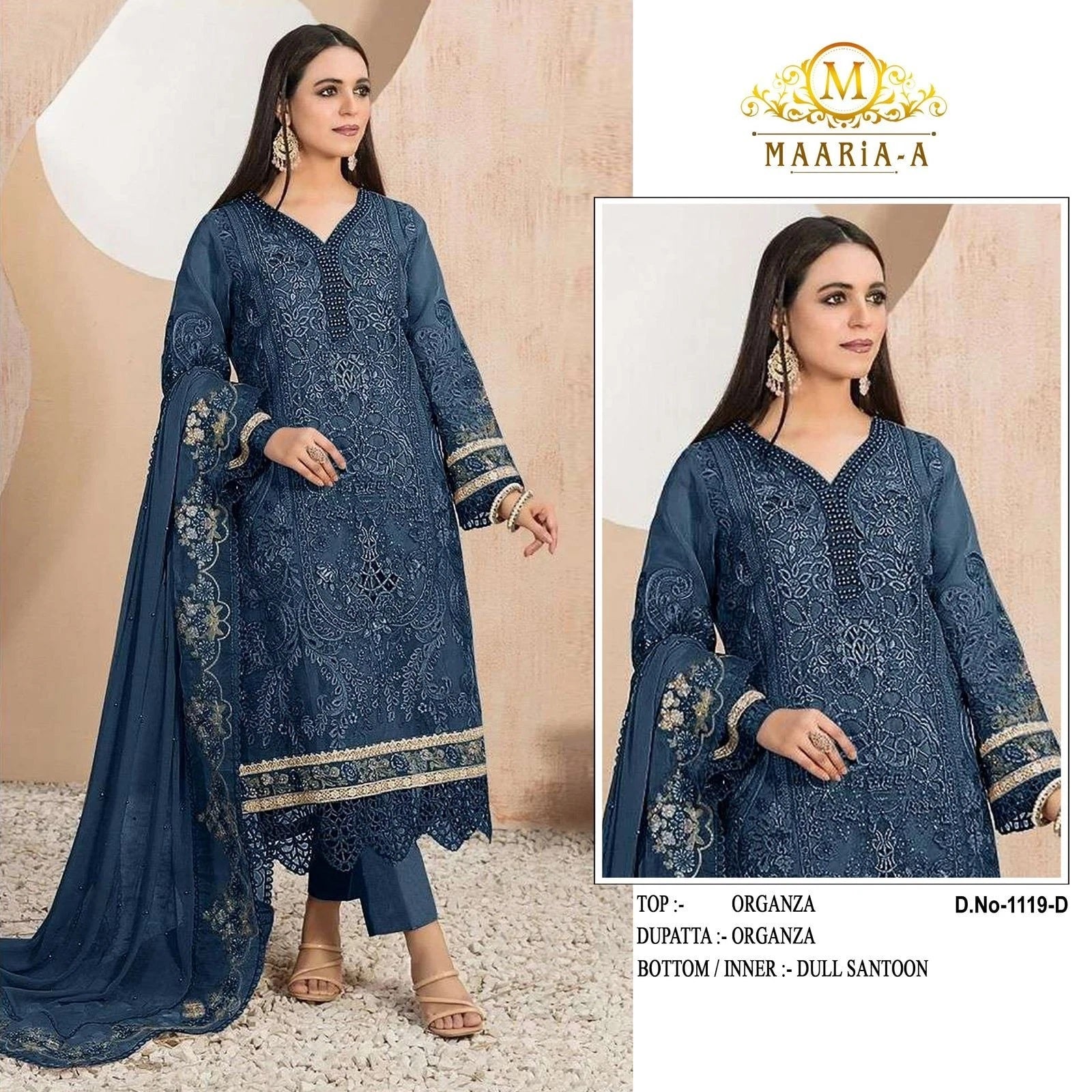 Classic Heavy Organza With Embroidery Work Top Bottom & Dupatta For Womens 12-RD image 4