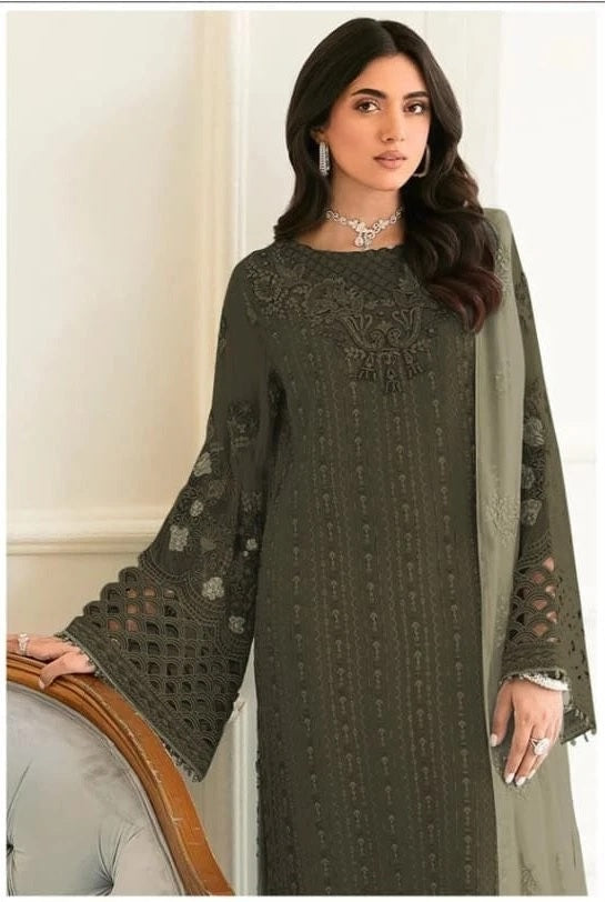 Fancy Heavy Faux Georgette Wedding Wear Designer Top Bottom With Dupatta 12-RD image 3