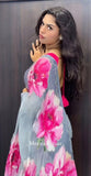 Rich And Cool Flower Print Soft Tabi Organza Look Saree With Blouse 11-VV image 6