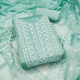 Traditional Wedding Wear Designer Indian Chanderi Work Top Bottom&Dupatta 12-VF image 3