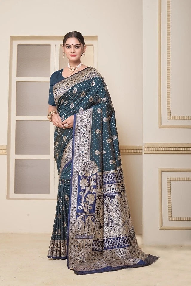 Festival Wedding Wear Soft Silk Saree Weaving Banarasi With Blouse 11-VF image 4