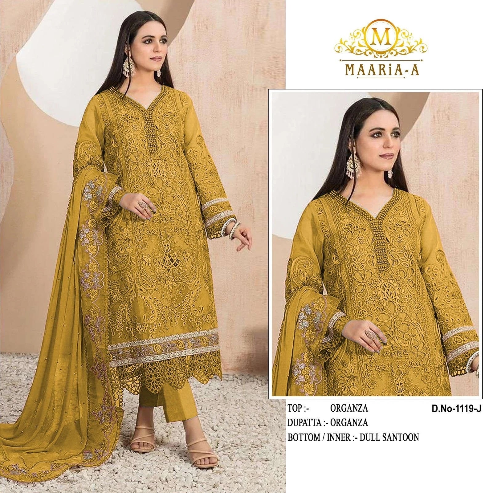 Heavy Organza With Embroidery Work Top Bottom & Dupatta For Women's 12-RD image 4