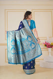 Traditionl Soft Silk Weaving Saree With Banarasi Jari Work With Blouse11-VF image 10
