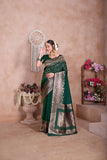 Soft Silk Weaving Banarasi Jari Work Wedding Wear Sari With Blouse 11-VF image 2
